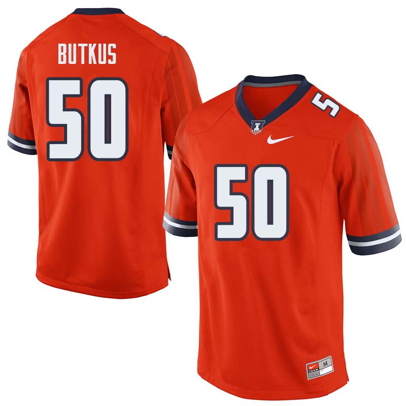 Men #50 Dick Butkus Illinois Fighting Illini College Football Jerseys Sale-Orange - Click Image to Close